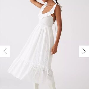 Astr White Asymmetrical Pleated Midi Dress NWT